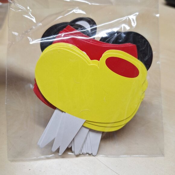 Mouse Ears Happy Birthday Cake Topper Party Decor Shoes Red Yellow Cupcake - Picture 3 of 3